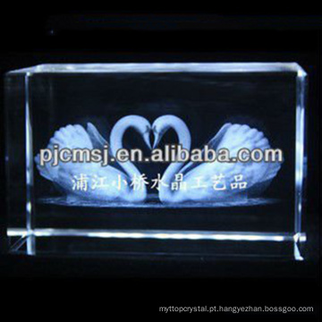 2015 cristal da cisne dos pares do cristal 3D gravado para presentes amados &amp; a decoração home